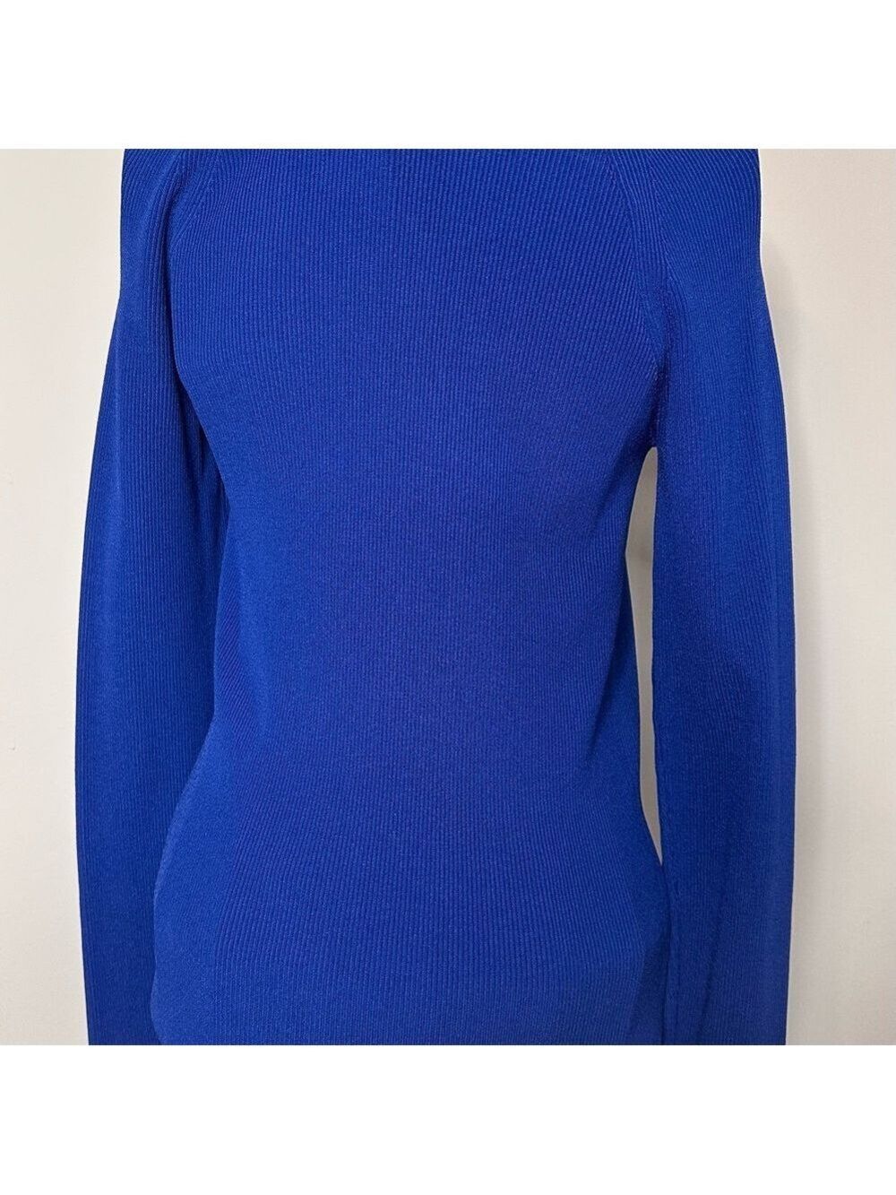NWT Helmut Lang Vibrant Blue A-Symmetrical V-Neck Sweater - Picture 2 of 5